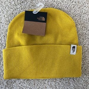 The North Face gold mustard beanie hat